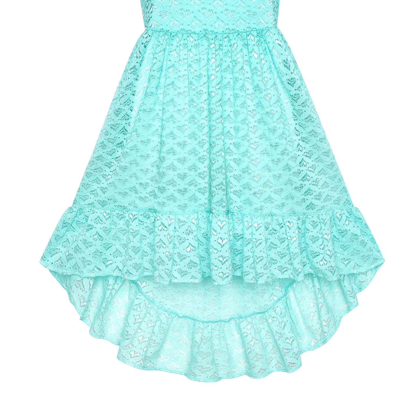 Girls Dress Lace Floral Hi-low Off Shoulder Pageant Bridesmaid Size 4-12 Years