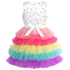 Girls Dress Birthday Princess Ruffle Dress Cake Balloon Print Size 1-10 Years