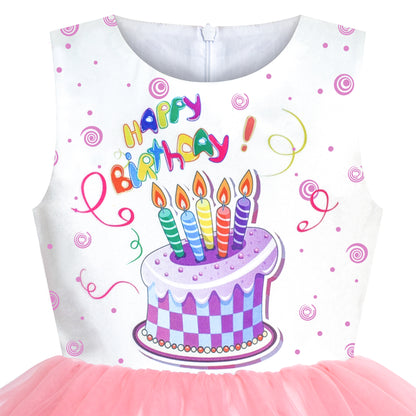 SUNNY FASHION Pink Cake Birthday Princess Dress