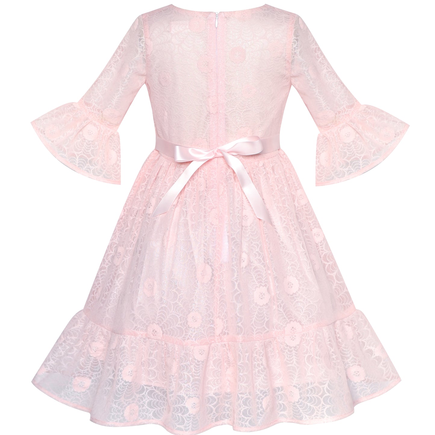 Girls Dress Lace Floral Hi-low Off Shoulder Pageant Bridesmaid Size 4-12 Years