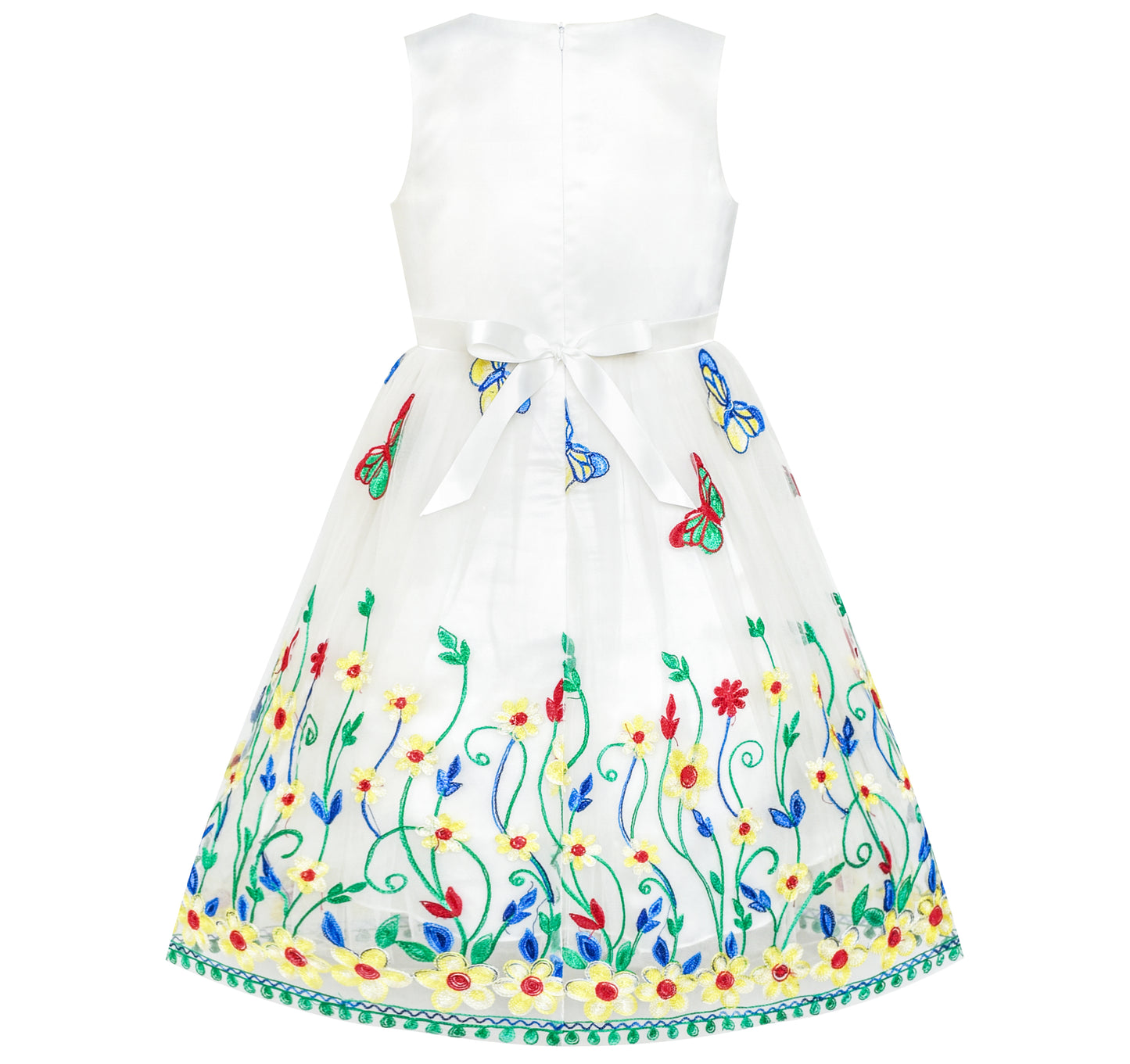Girls Dress Butterfly Easter Illusion Yoke Party Dress Size 5-14 Years