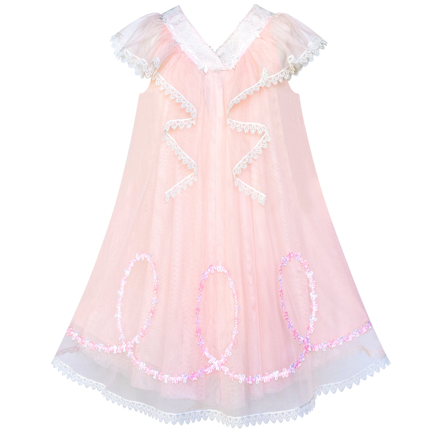 Girls Dress Sleeveless Halter Flower Multi Layer Chiffon Size 3-14 Years