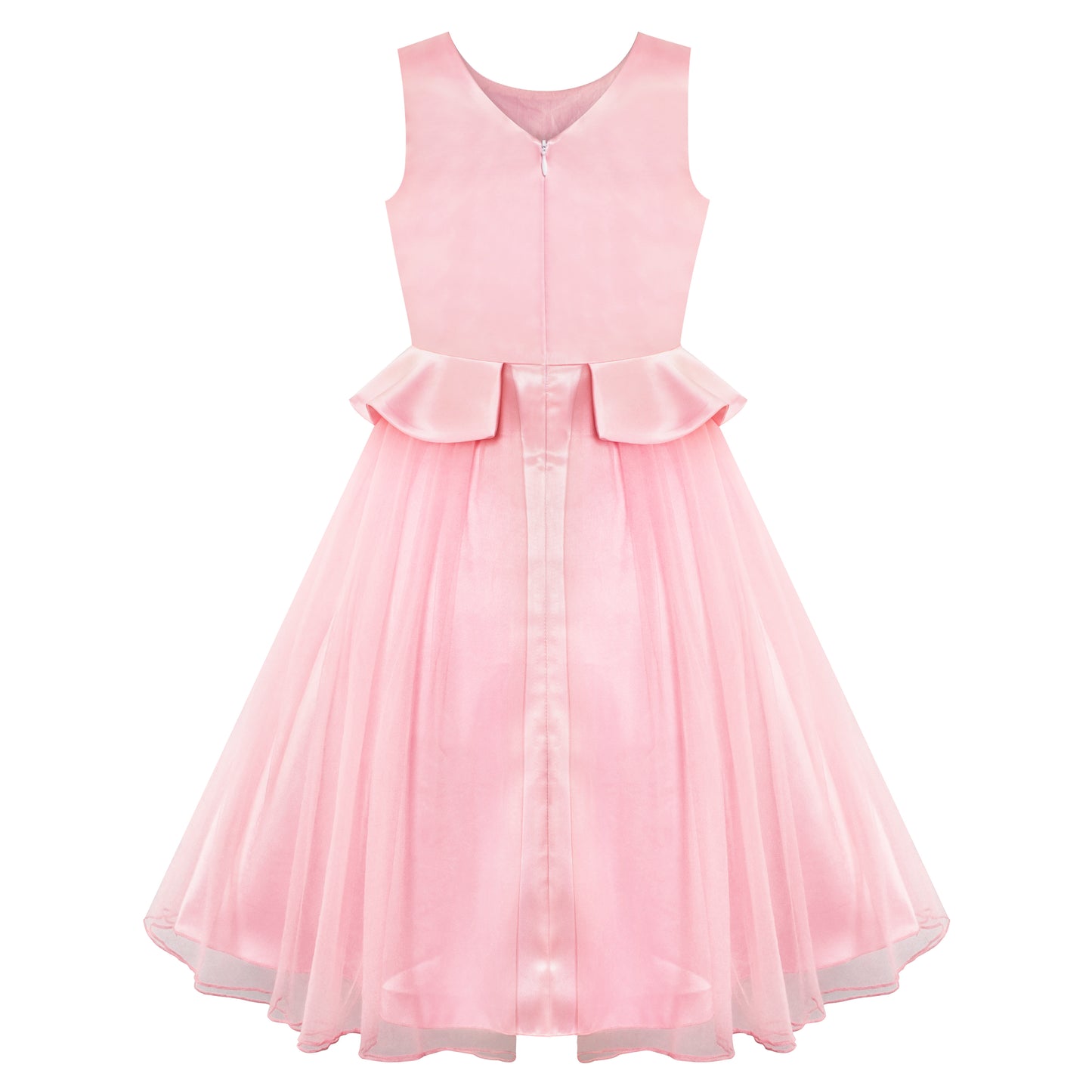 Flower Girls Dress Peach Ruffle Butterfly Wedding Bridesmaid Size 6-14 Years