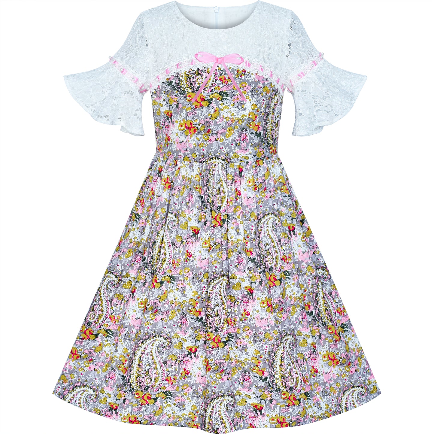 Girls Dress Floral Colorful Sundress Cotton Casual Size 4-12 Years