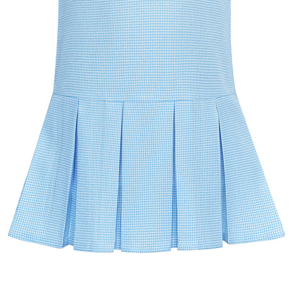 Sunny Fashion Girls Pink Plaid A-Line Dress with Bow Tie Collar