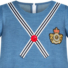 Girls Cold Shoulder Dress Denim Cowboy 3/4 Sleeve Size 2-12 Years
