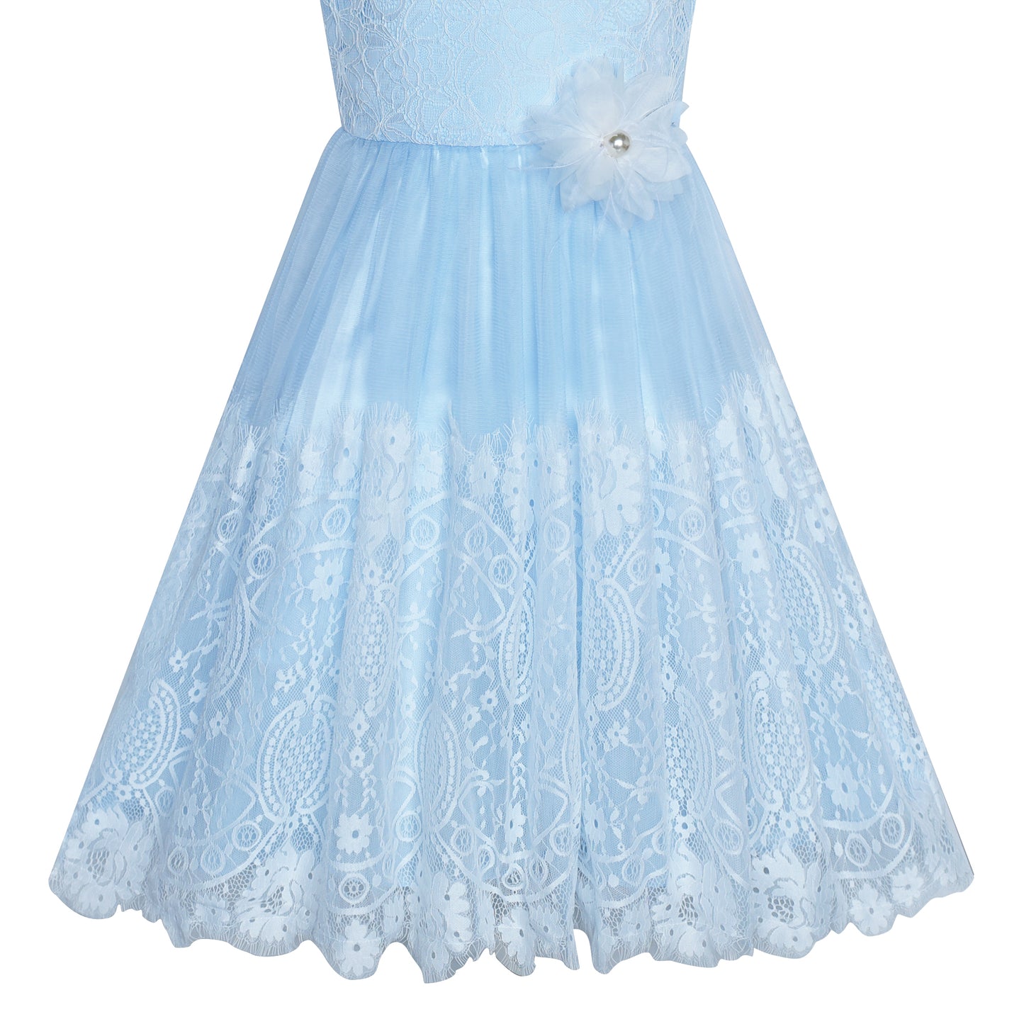 Flower Girl Dress Lace Hi-low Skirt Wedding Pageant Size 6-14 Years