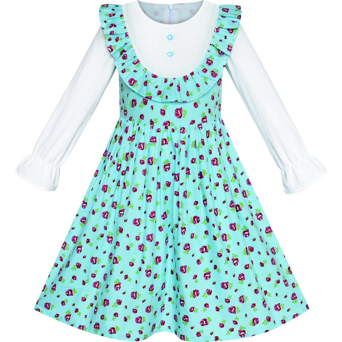 Sunny Fashion Girls Strawberry Ruffle Collar Cotton Dress