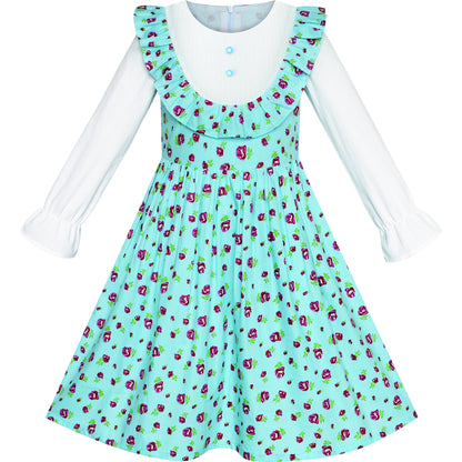 Sunny Fashion Girls Strawberry Ruffle Collar Cotton Dress