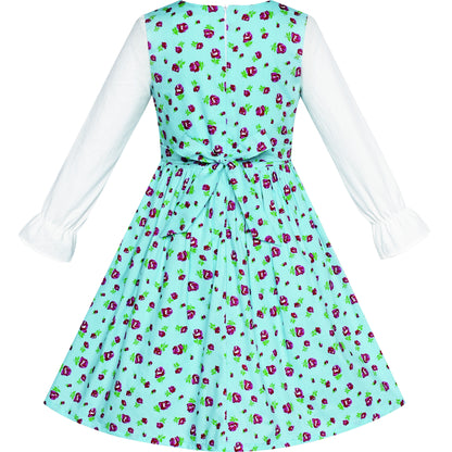 Sunny Fashion Girls Strawberry Ruffle Collar Cotton Dress