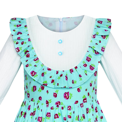 Sunny Fashion Girls Strawberry Ruffle Collar Cotton Dress