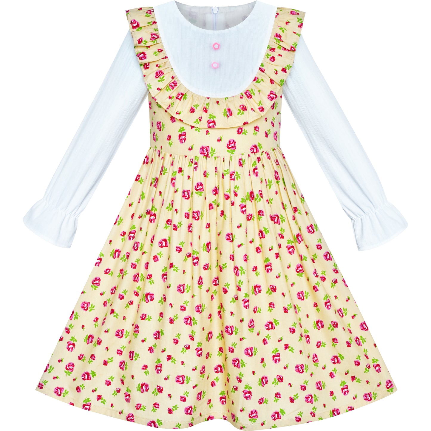 Sunny Fashion Girls Strawberry Ruffle Collar Cotton Dress