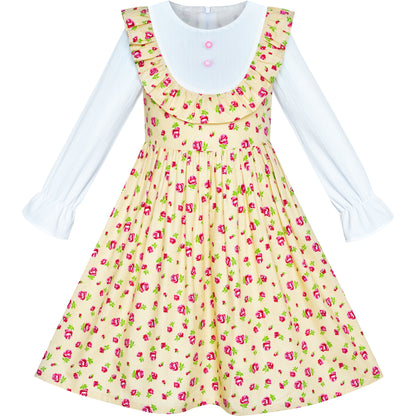 Sunny Fashion Girls Strawberry Ruffle Collar Cotton Dress