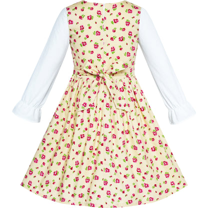 Sunny Fashion Girls Strawberry Ruffle Collar Cotton Dress