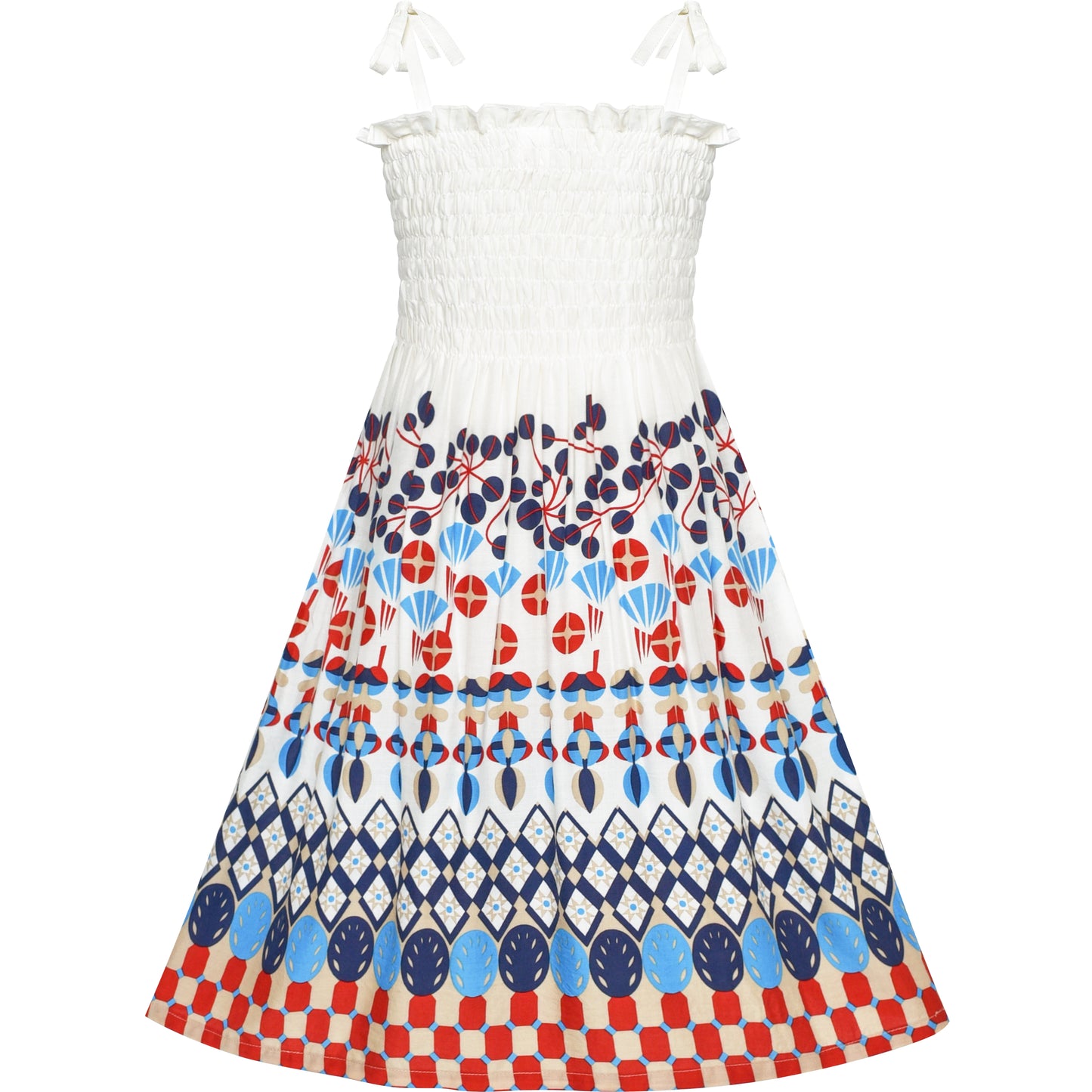 Girls Dress Rainbow Smocked Halter Size 2-10 Years