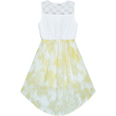 Girls Dress Chiffon Floral High-Low Tie Waist Party Princess Size 7-14 Years