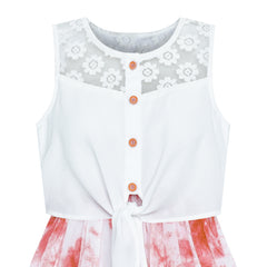 Girls Dress Chiffon Floral High-Low Tie Waist Party Princess Size 7-14 Years