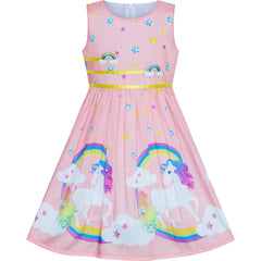 Girls Dress Rose Flower Double Bow Tie Party Size 4-12 Years