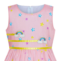 Girls Dress Rose Flower Double Bow Tie Party Size 4-12 Years
