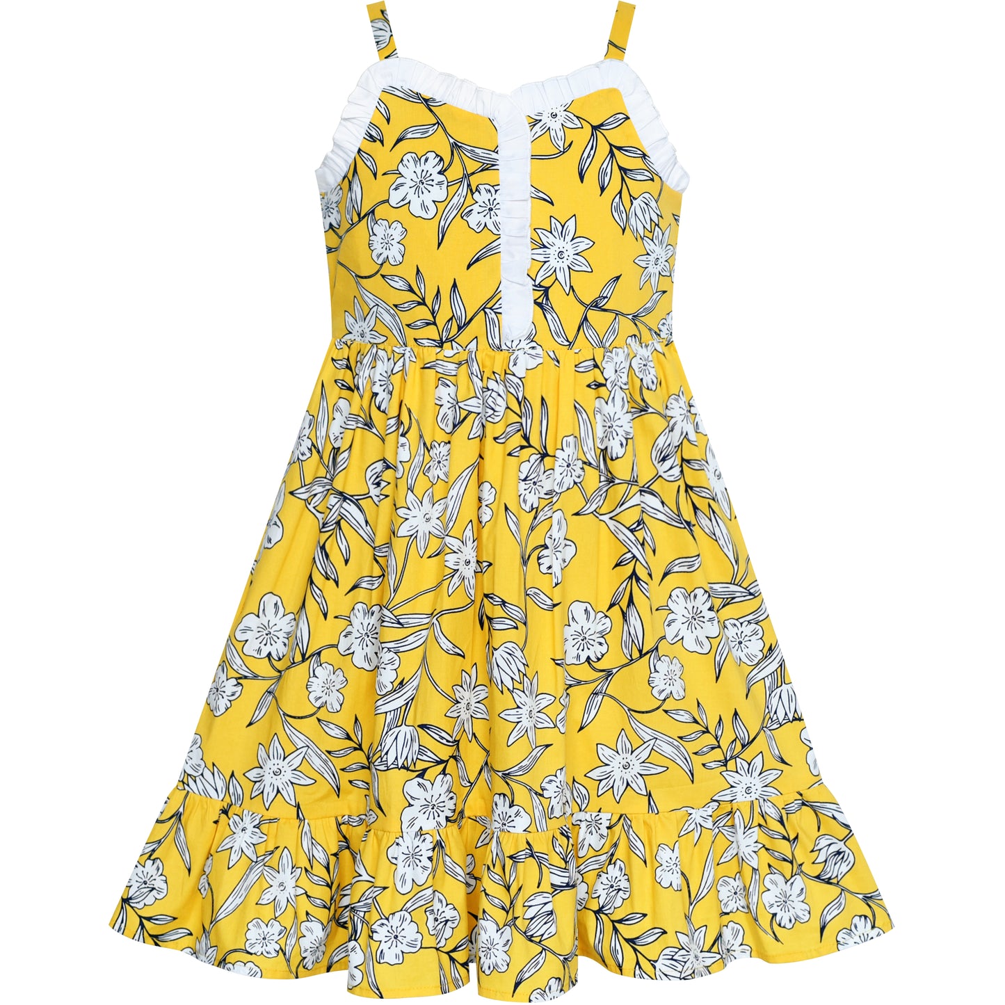 Girls Dress Water Ripple Flower Tank Vintage Dress Size 4-12 Years