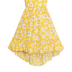 Girls Dress Flower Asymmetrical Hem Skirt Tank Dress Size 6-14 Years