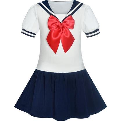 Girls Dress Sailor Moon  School Uniform Dress Navy Suit Size 6-14 Years
