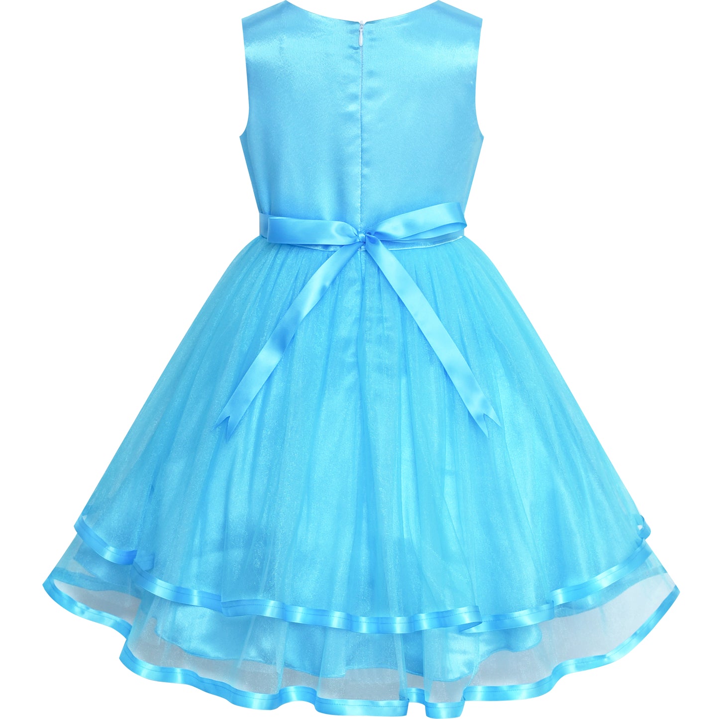 Sunny Fashion Girls Elegant Wave Hem Tulle Party Dress