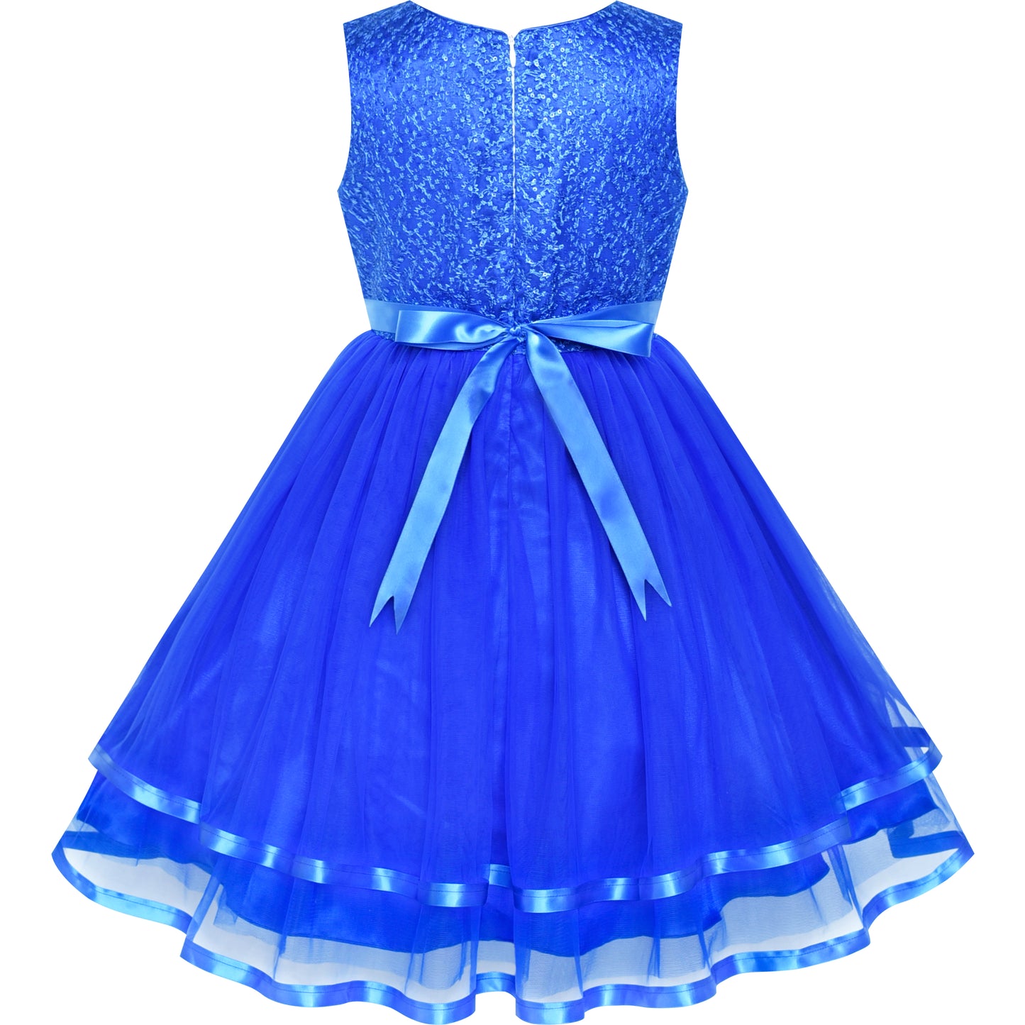 Sunny Fashion Girls Elegant Wave Hem Tulle Party Dress