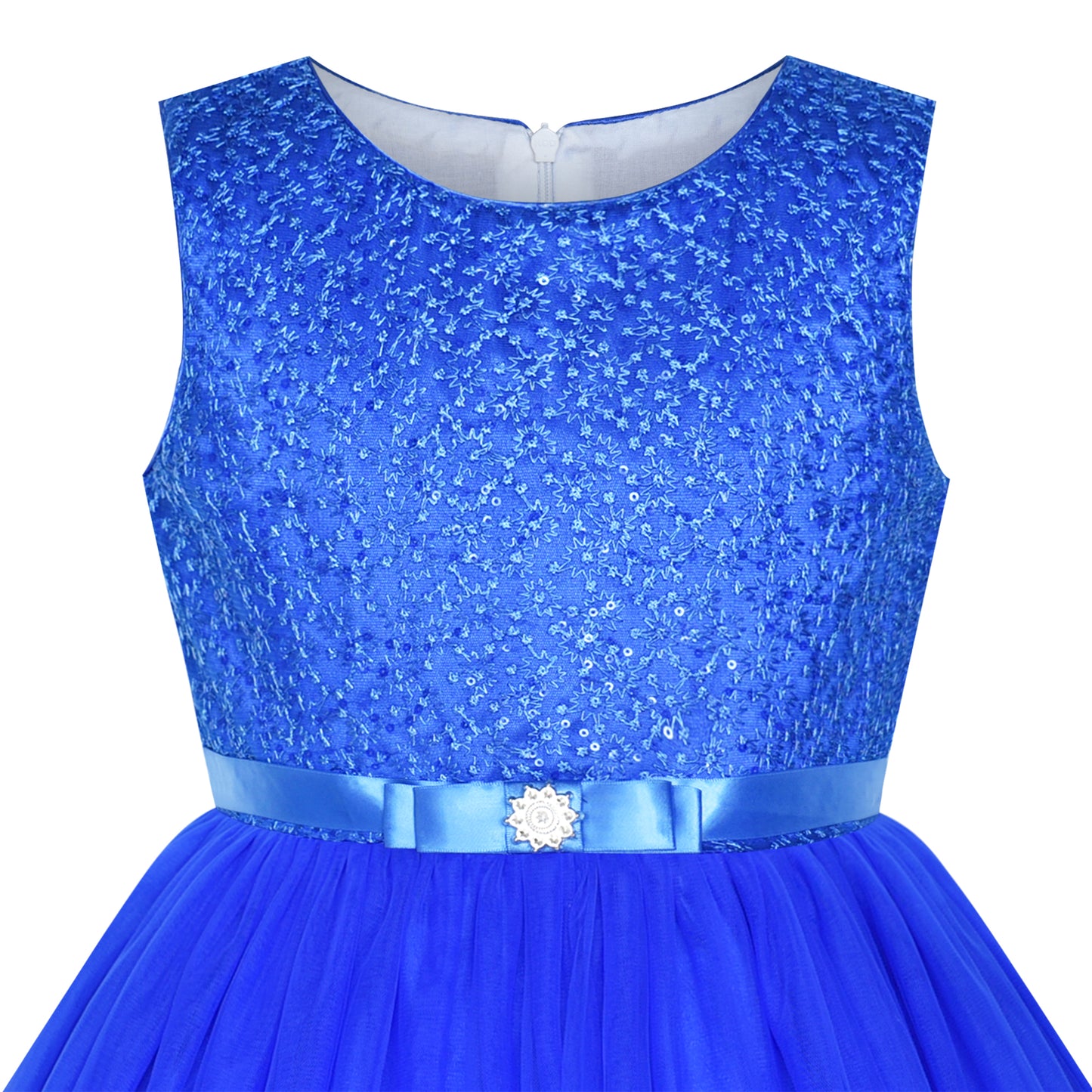 Sunny Fashion Girls Elegant Wave Hem Tulle Party Dress