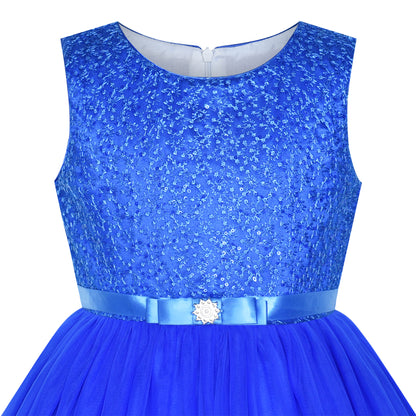 Sunny Fashion Girls Elegant Wave Hem Tulle Party Dress