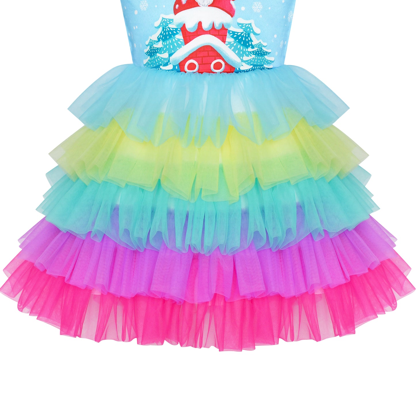 Girls Dress Christmas Santa Holiday New Year Party Size 1-12 Years