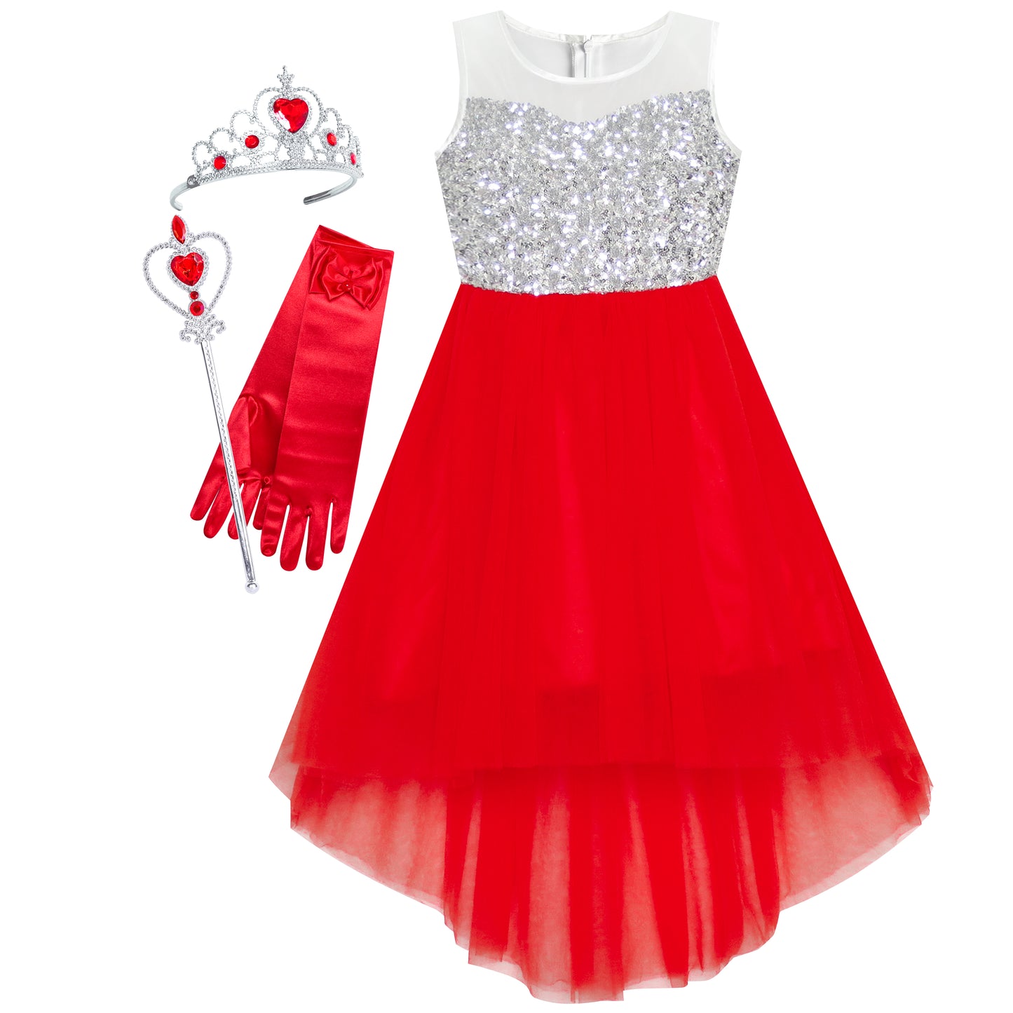 Girls Dress Hi-low Magic Wand Princess Crown Dress Up Costume Size 4-14 Years