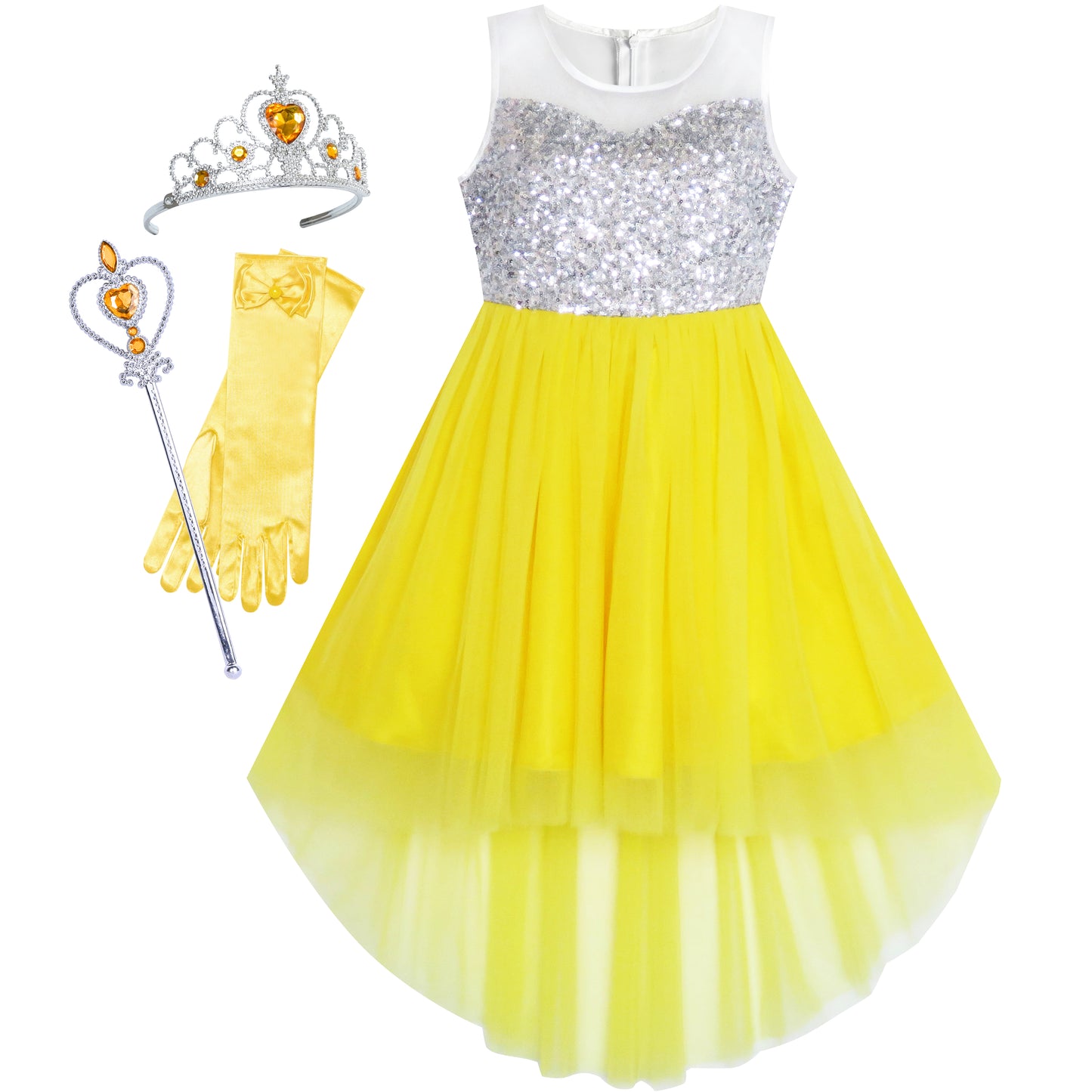 Girls Dress Hi-low Magic Wand Princess Crown Dress Up Costume Size 4-14 Years
