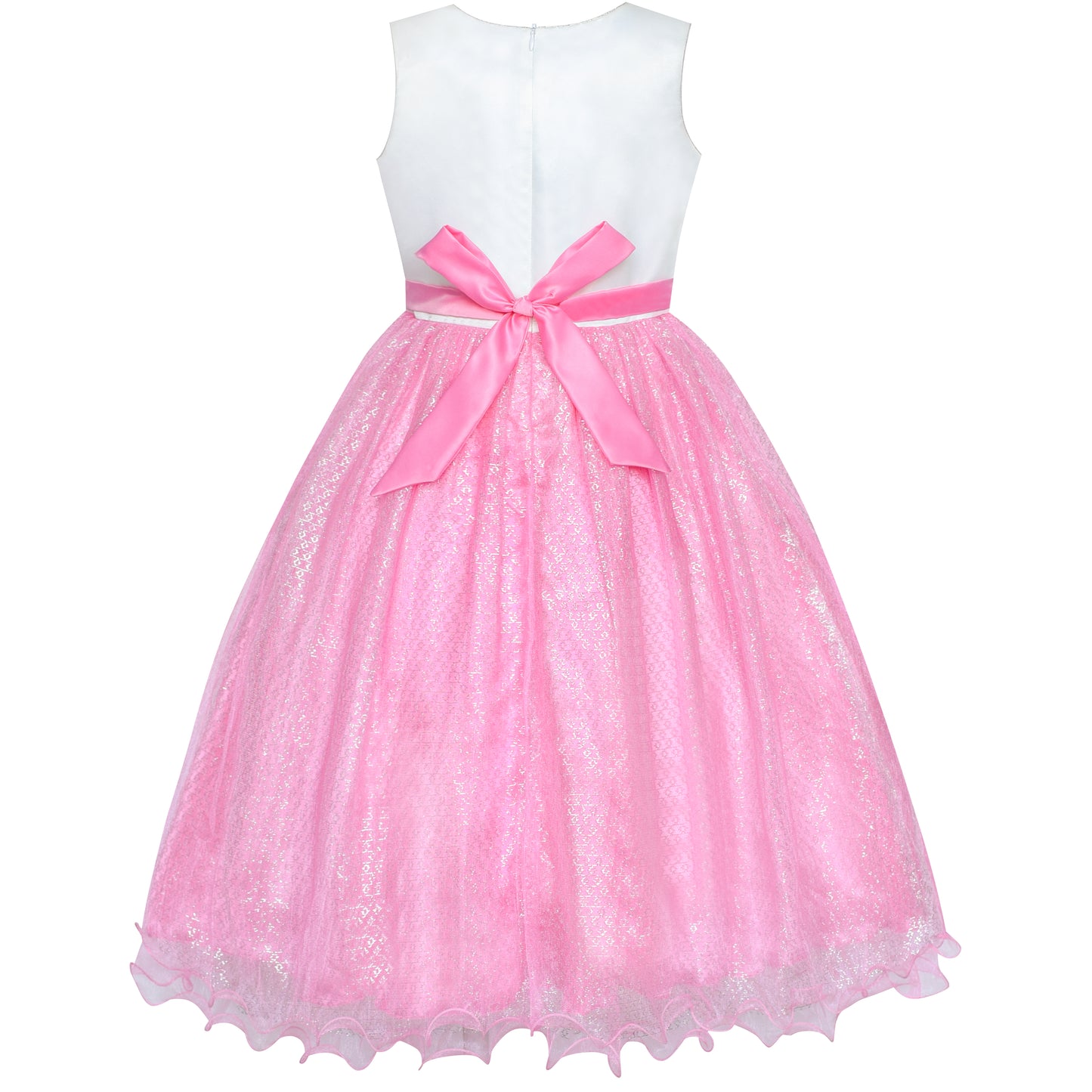Girls Dress Sequin Crown Gloves Bridesmaid Wedding Pageant Size 4-14 Years