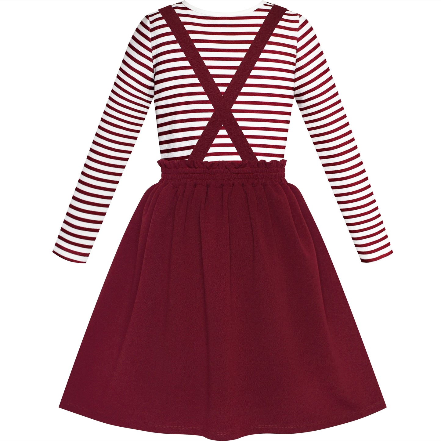 Girls Outfit Set 2 Piece Suspender Denim Button Striped Tee Size 4-12 Years