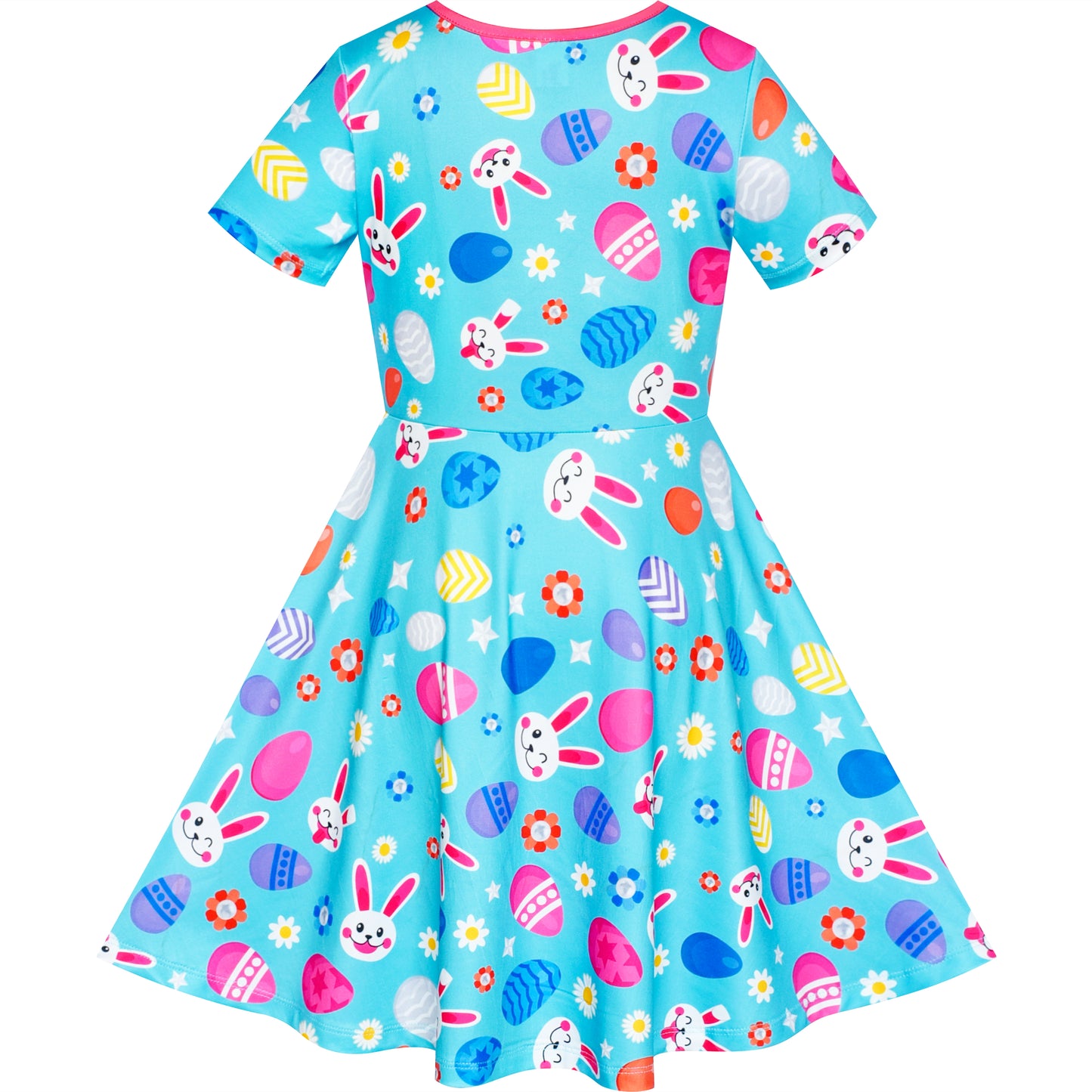 Girls Dress Tree Bird Bear Cartoon Short Sleeve Dress Size 3-12 Years