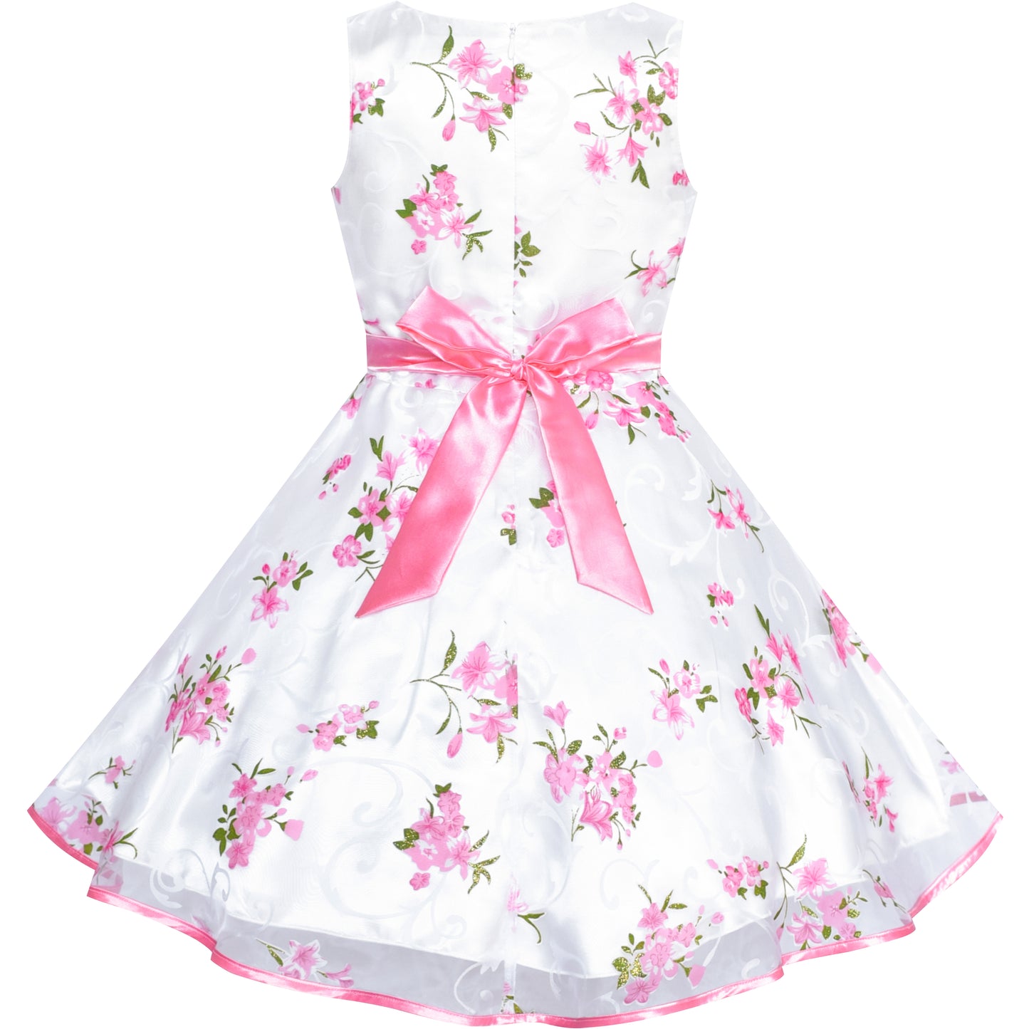 3 Layers Girls Dress flower Wave Pageant Bridesmaid Size 4-12 Years