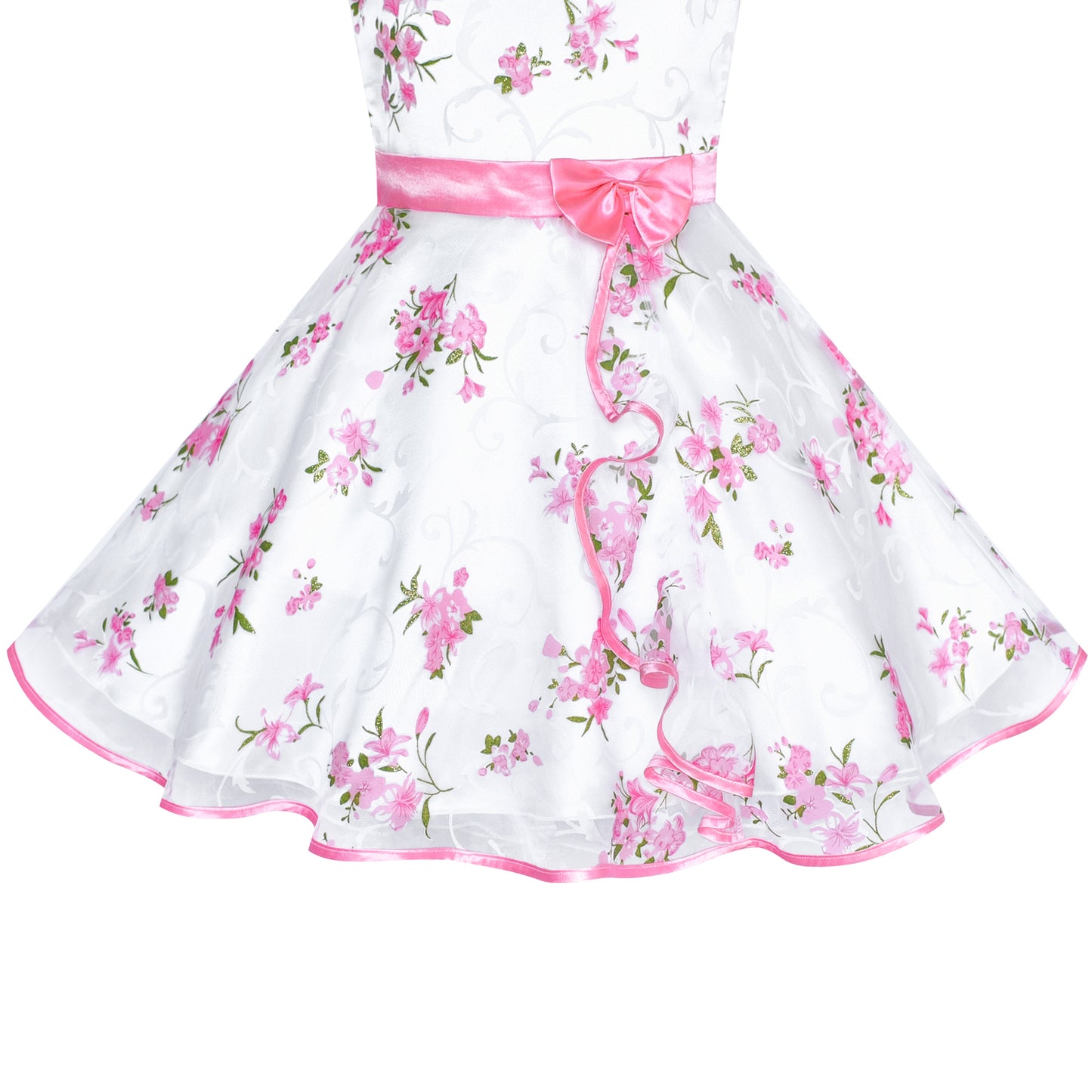 3 Layers Girls Dress flower Wave Pageant Bridesmaid Size 4-12 Years