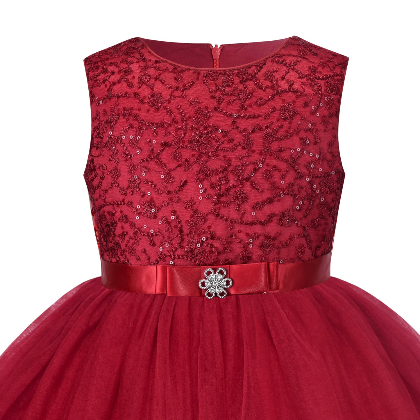 Sunny Fashion Girls Elegant Wave Hem Tulle Party Dress