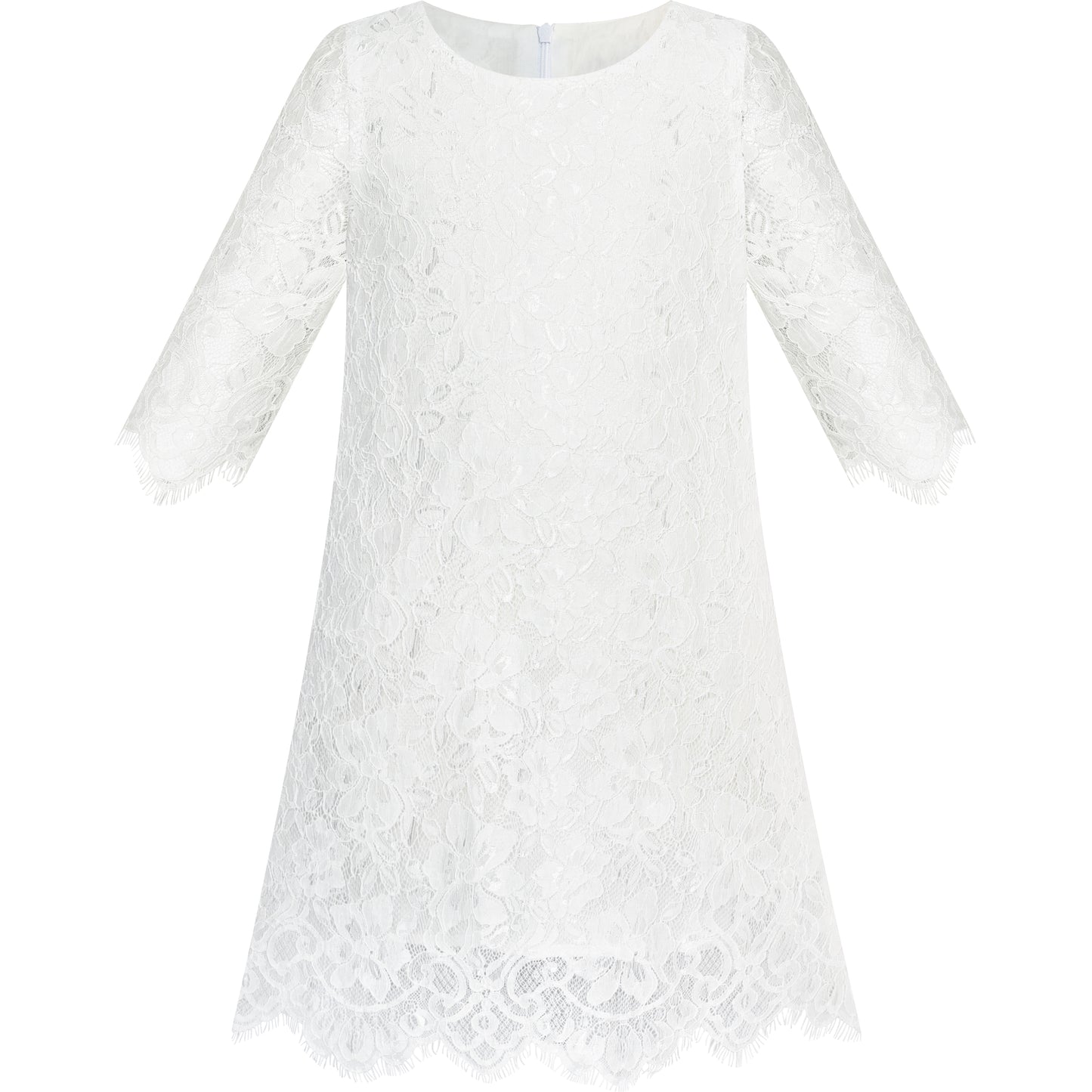 Girls Dress Flower Lace Collar Skirt Dress Size 4-14 Years
