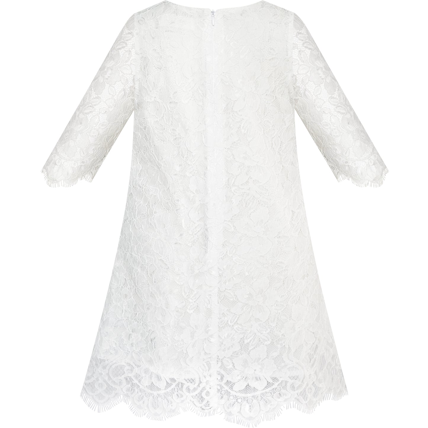 Girls Dress Flower Lace Collar Skirt Dress Size 4-14 Years