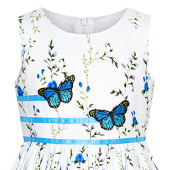 Girls Dress Rose Flower Double Bow Tie Party Size 4-12 Years