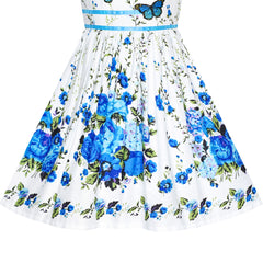 Girls Dress Rose Flower Double Bow Tie Party Size 4-12 Years