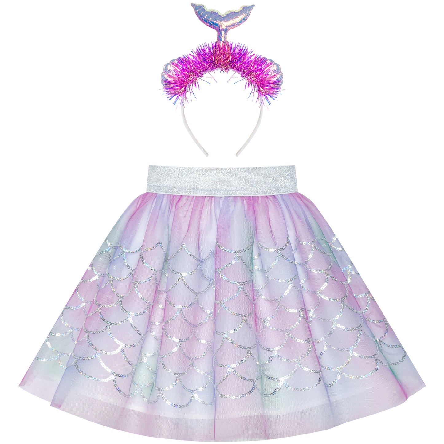 Sunny Fashion Girls Sequin Tutu Skirt with Bunny Headband Set