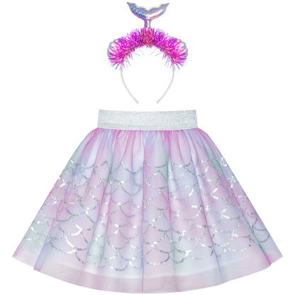Sunny Fashion Girls Sequin Tutu Skirt with Bunny Headband Set