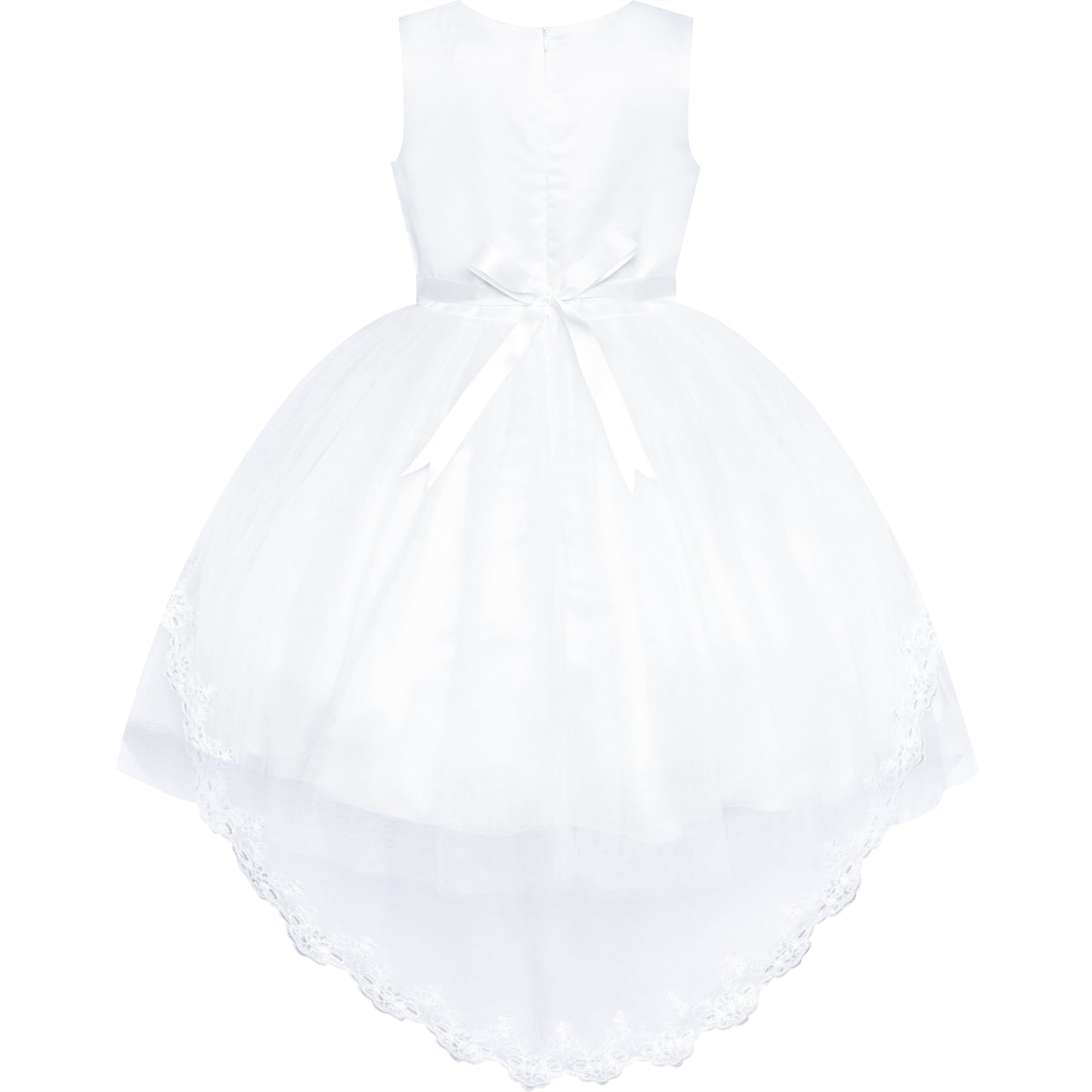 Flower Girl Dress Lace Hi-low Skirt Wedding Pageant Size 6-14 Years
