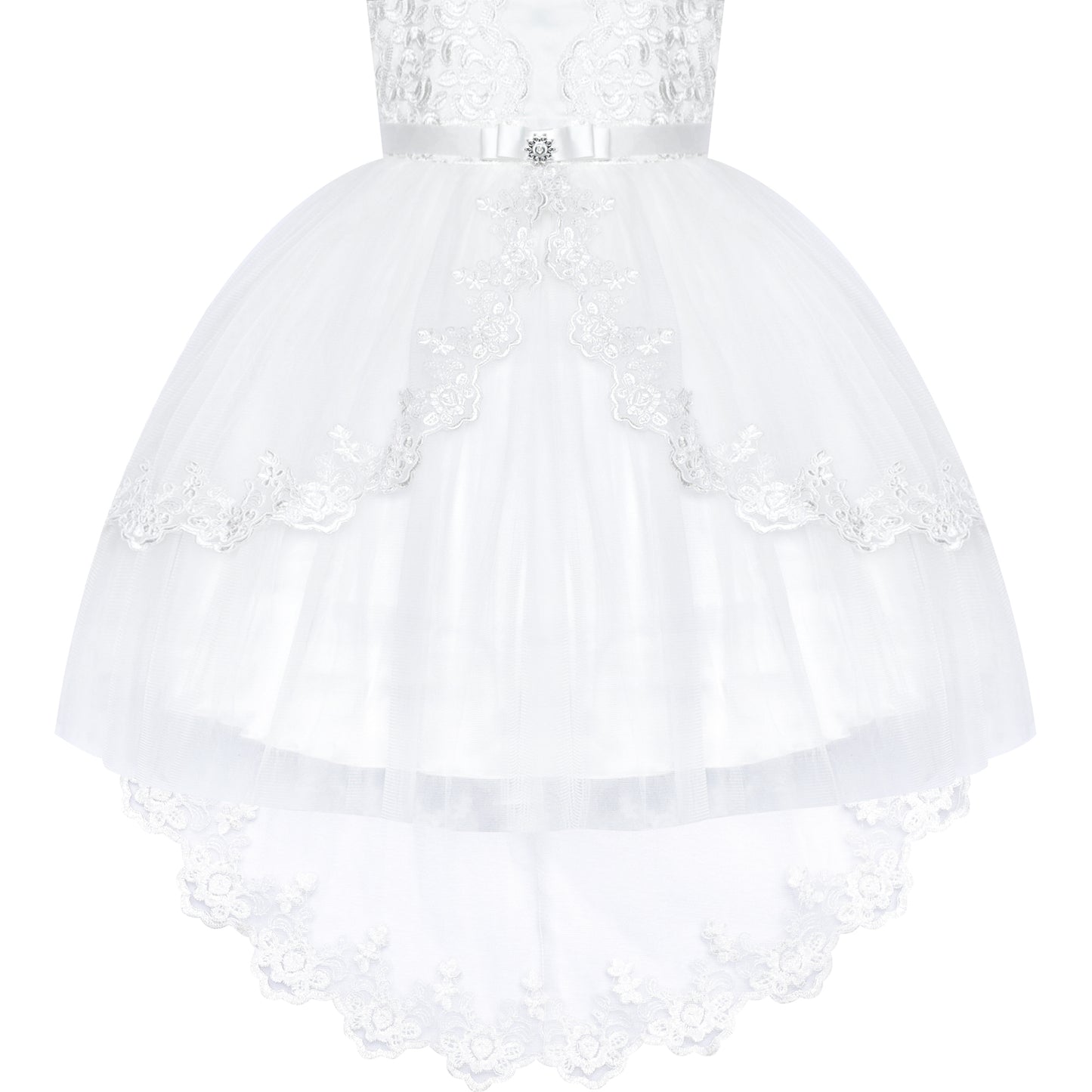 Flower Girl Dress Lace Hi-low Skirt Wedding Pageant Size 6-14 Years