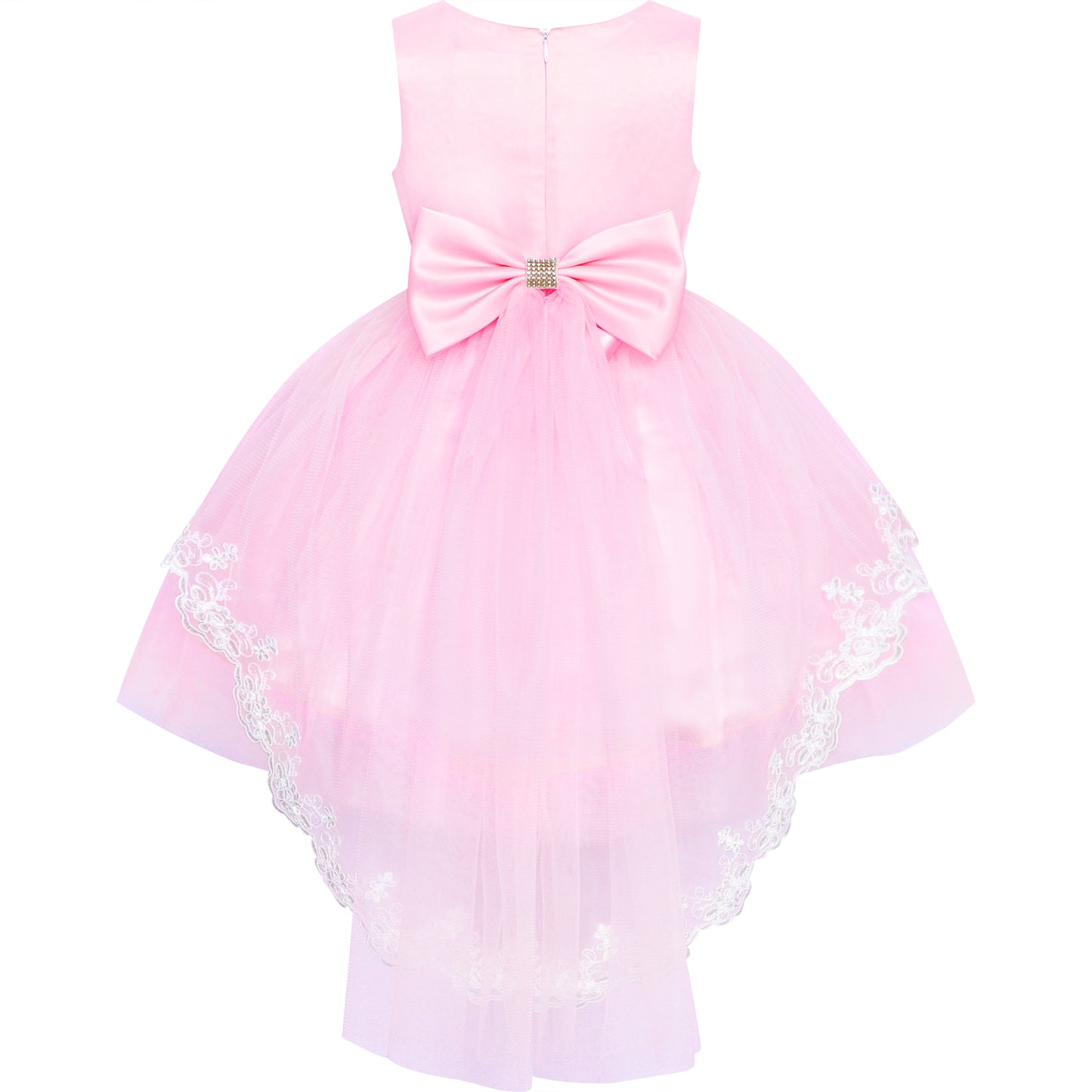 Flower Girl Dress Lace Hi-low Skirt Wedding Pageant Size 6-14 Years