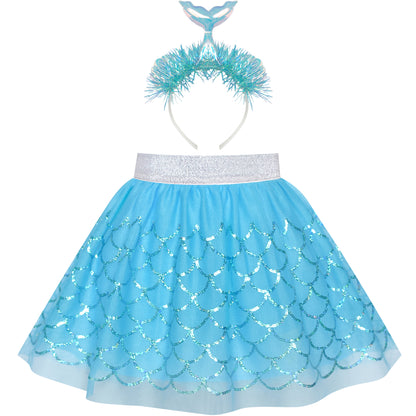 Sunny Fashion Girls Sequin Tutu Skirt with Bunny Headband Set
