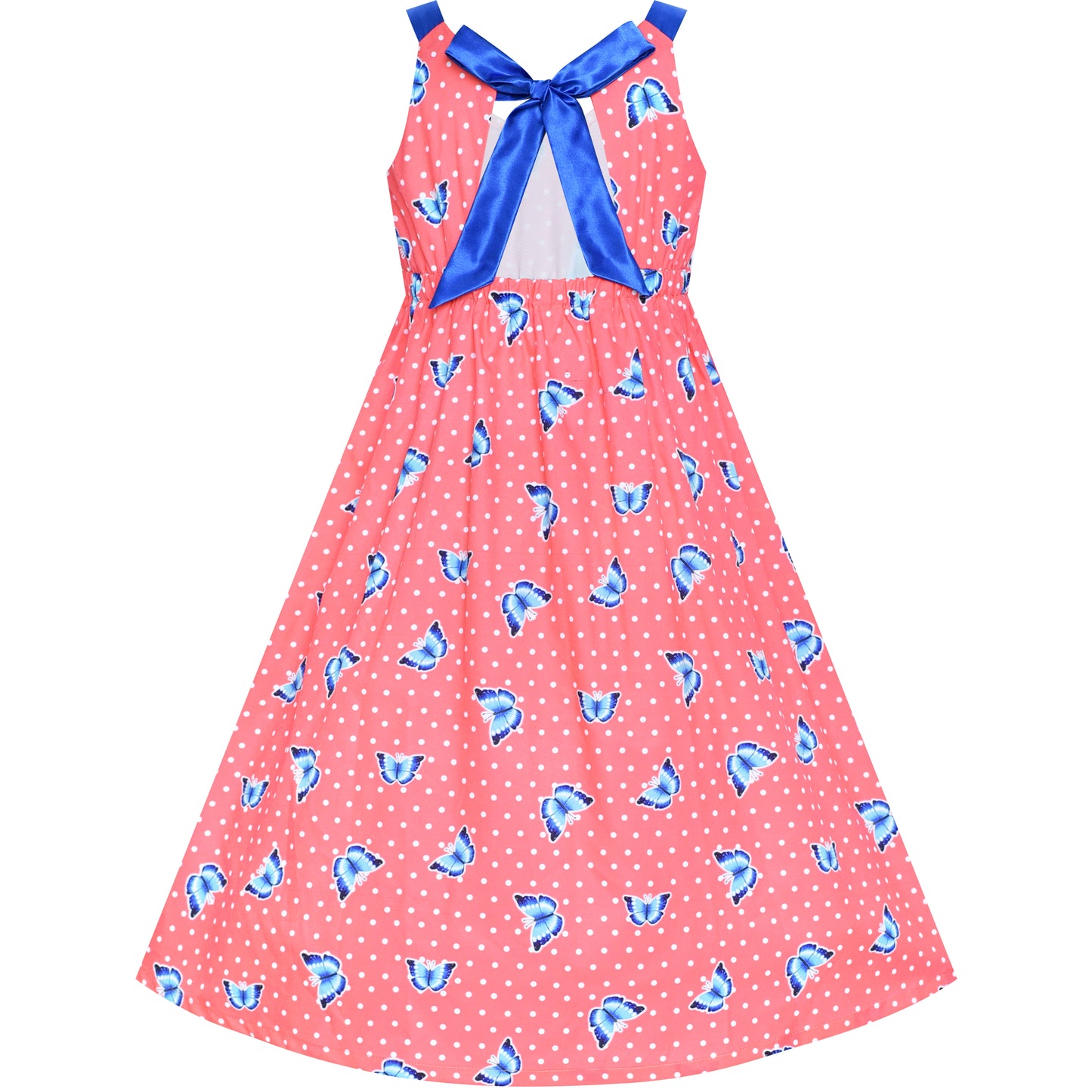 Girls Dress Tie Back Flower Casual Dress Party Size 4-14 Years